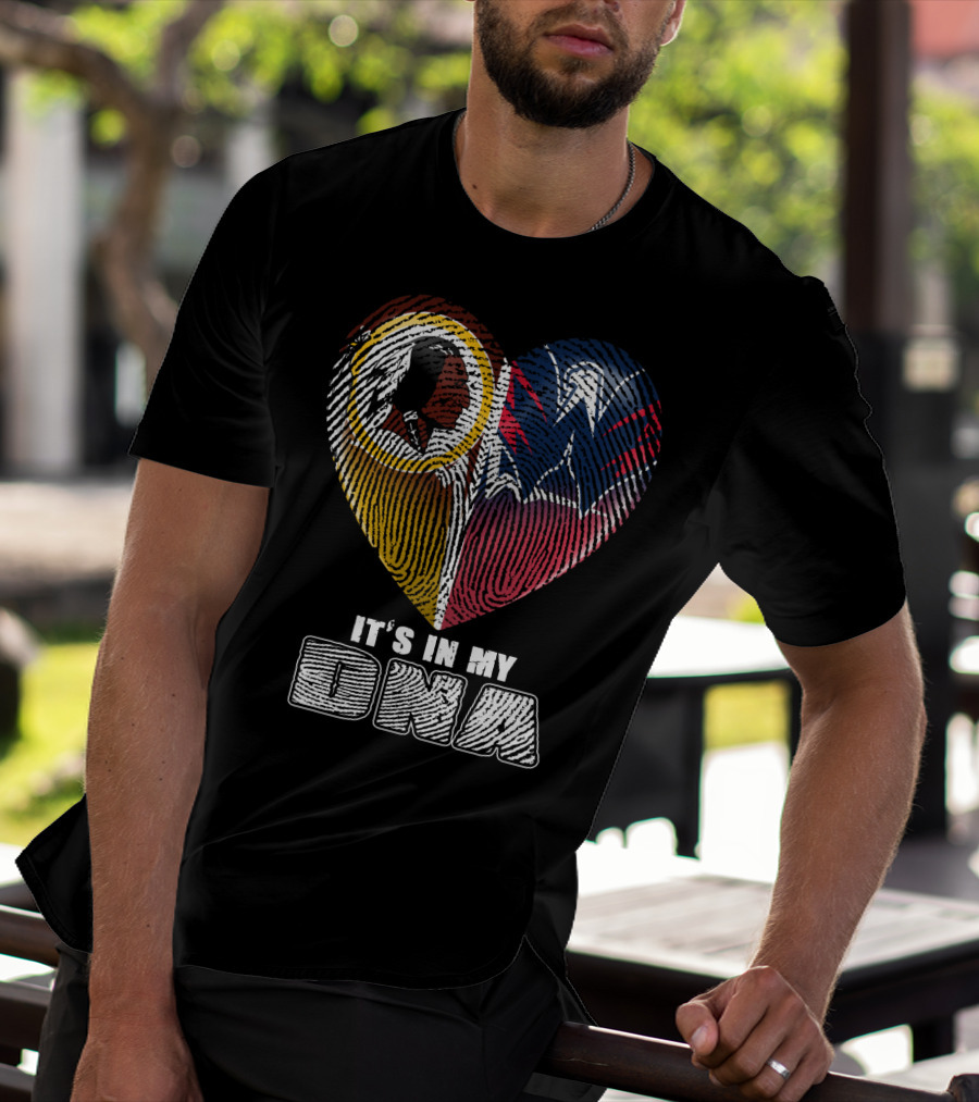 It's In My Dna Washington Football And Wizards Heart Fingerprint T-Shirt