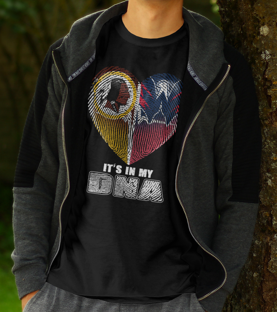 It's In My Dna Washington Football And Wizards Heart Fingerprint T-Shirt