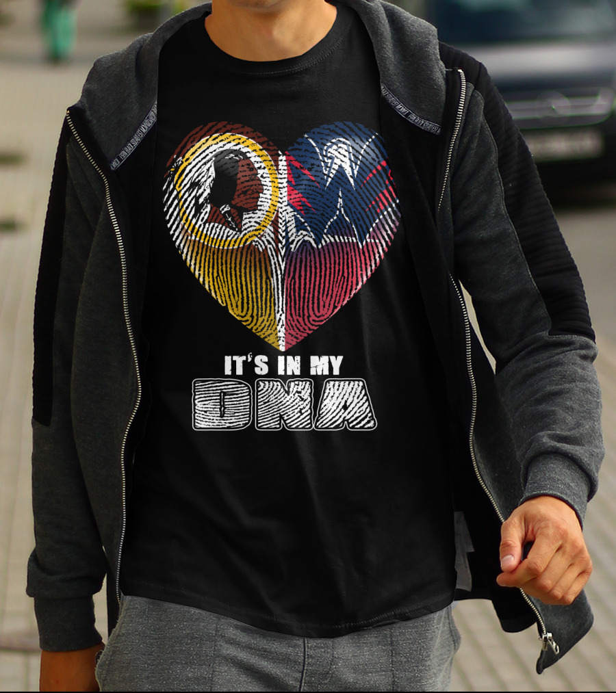 It's In My Dna Washington Football And Wizards Heart Fingerprint T-Shirt