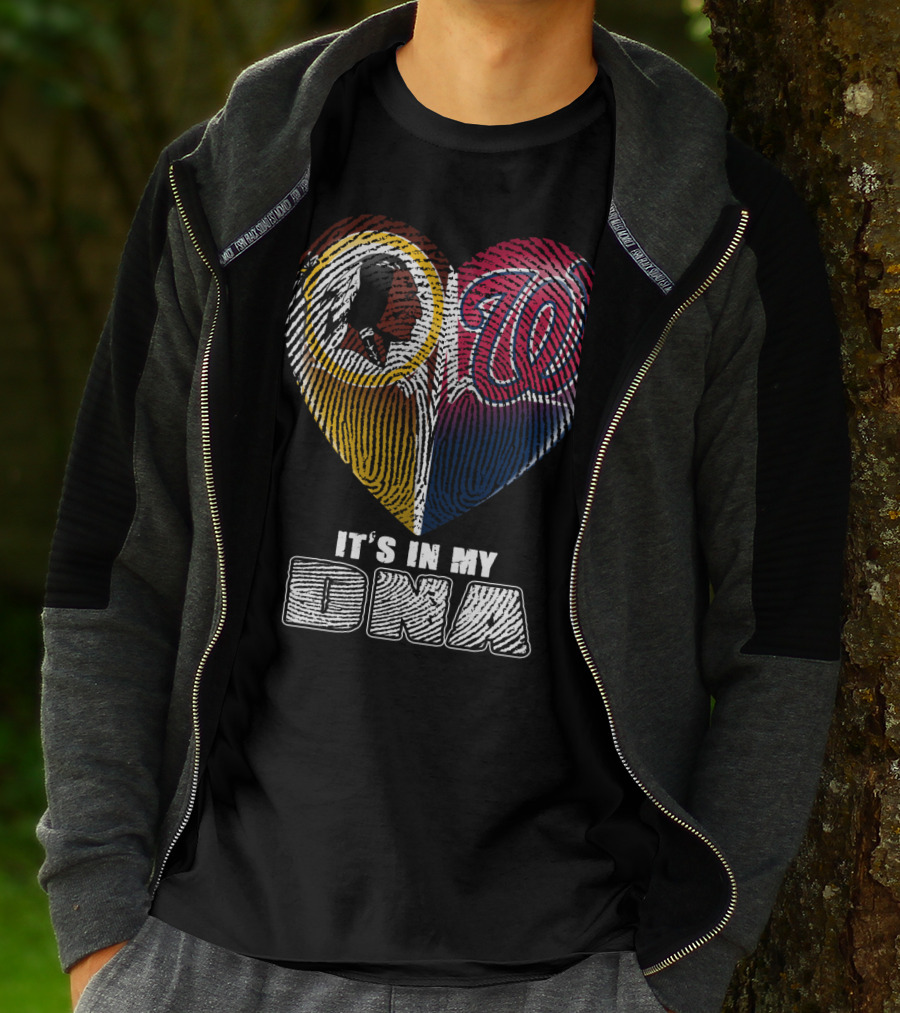It's In My Dna Washington Redskins Washington Nationals Heart Fingerprint T-Shirt