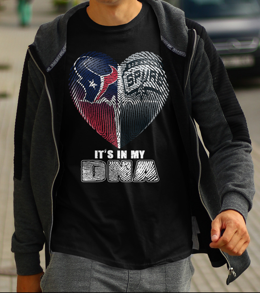 It's In My Dna Houston Texas San Antonio Spurs Heart Fingerprint T-Shirt