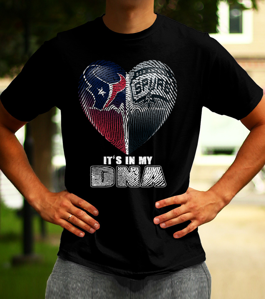 It's In My Dna Houston Texas San Antonio Spurs Heart Fingerprint T-Shirt