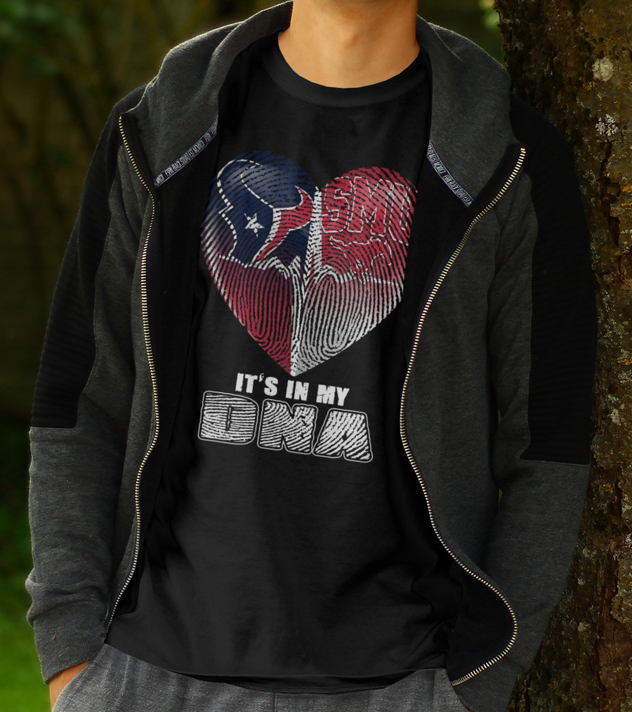 Houston Texans And Smu Heart It's In My Dna T-Shirt