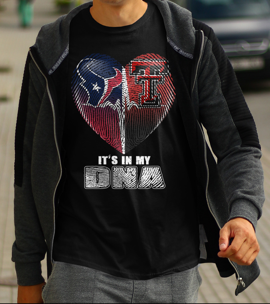 It's In My Dna Texans Texas Tech Heart T-Shirt
