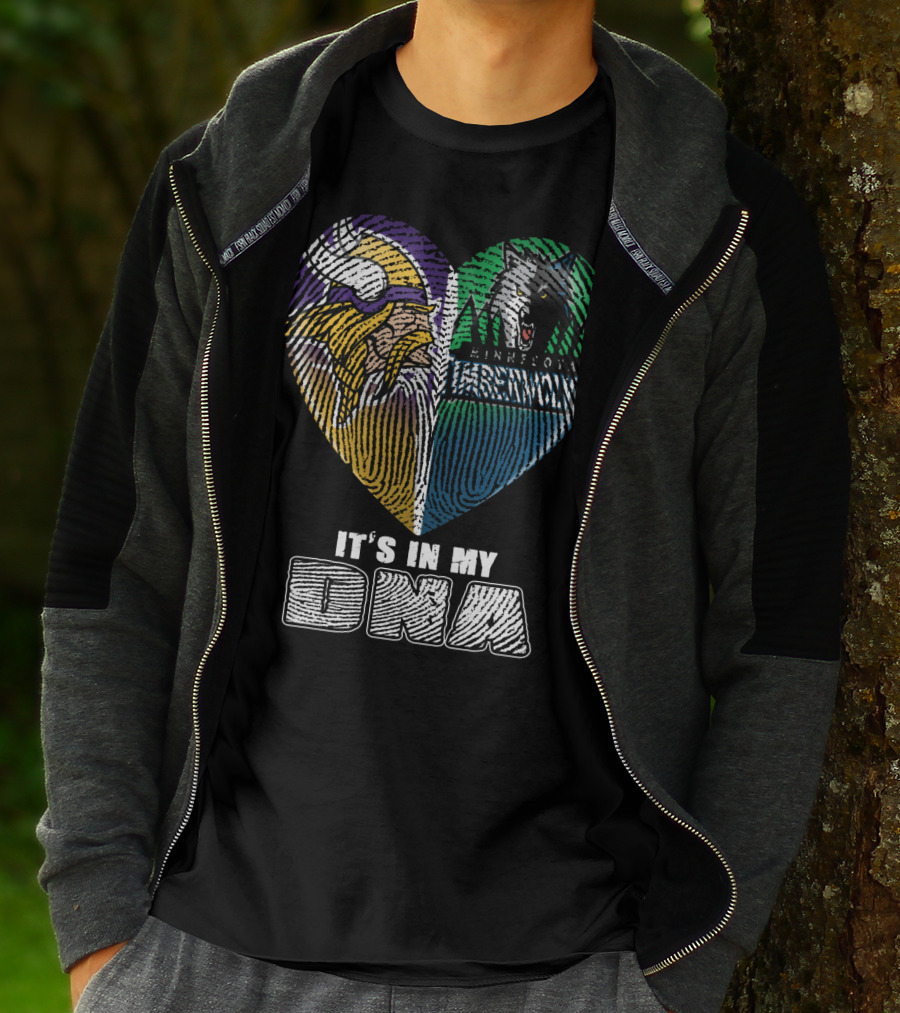 It's In My Dna Minnesota Vikings Timberwolves Heart Fingerprint T-Shirt