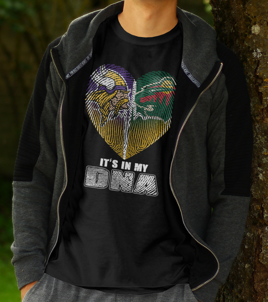 It's In My Dna Minnesota Vikings Wild Heart Fingerprint T-Shirt