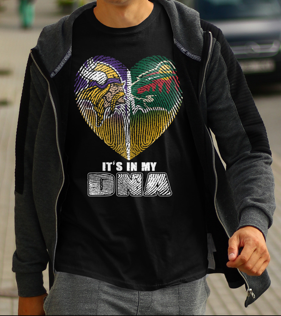 It's In My Dna Minnesota Vikings Wild Heart Fingerprint T-Shirt