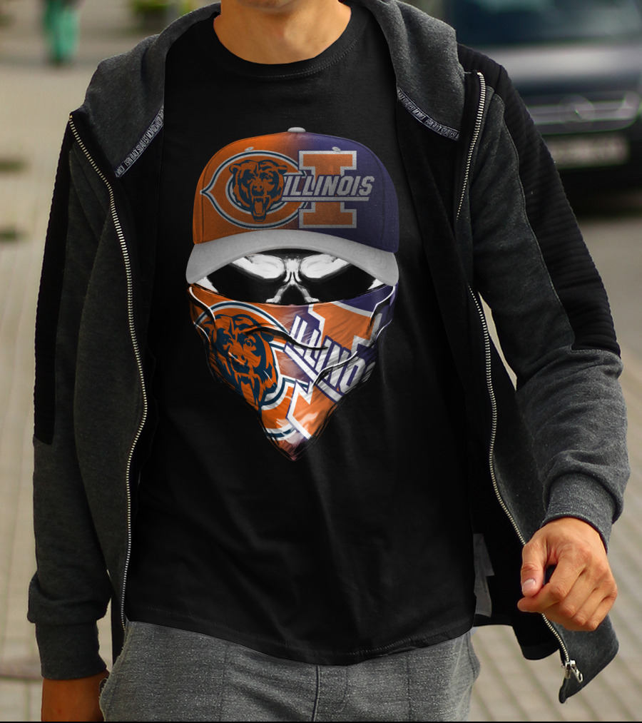 Chicago Bears Illinois Fan Mask Hat T-Shirt