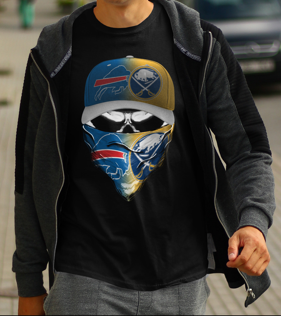 Buffalo Sabres Skull With Hat And Bandana T-Shirt