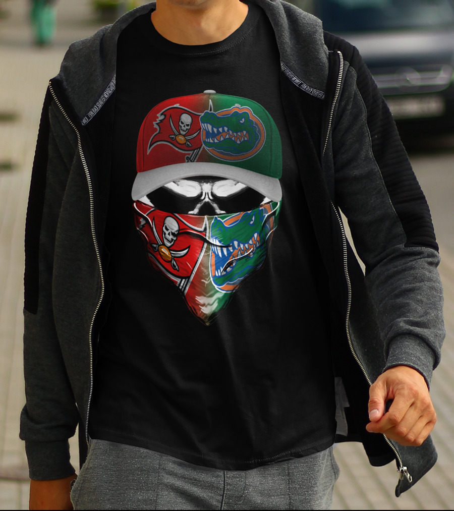 Buccaneers Gators Skull Mask Hat T-Shirt