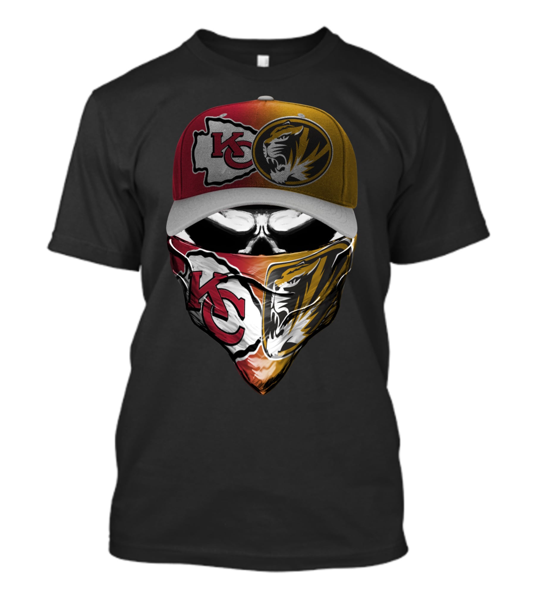 Kansas City Chiefs Missouri Tigers Crossover Bandana Cap T-Shirt