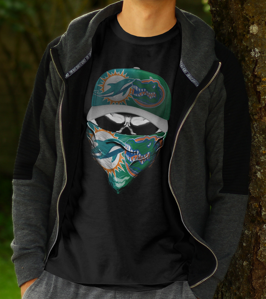Miami Dolphins Florida Gators Skull Cap Bandana T-Shirt