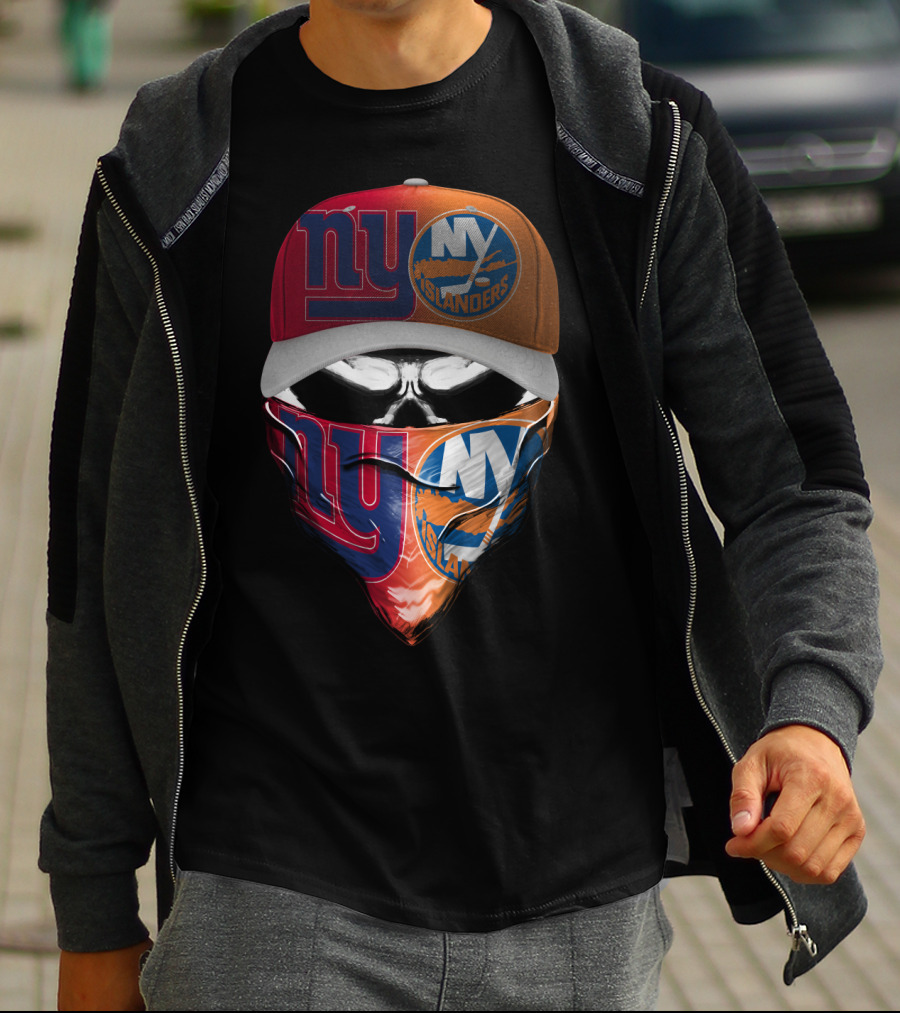 Ny Giants Ny Islanders Skull Mask Combo T-Shirt