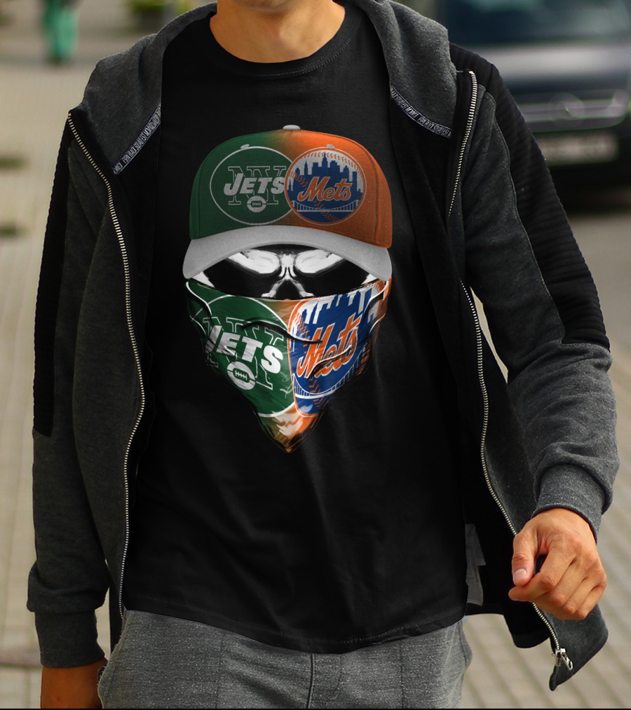Ny Jets Ny Mets Skull Face 069 T-Shirt