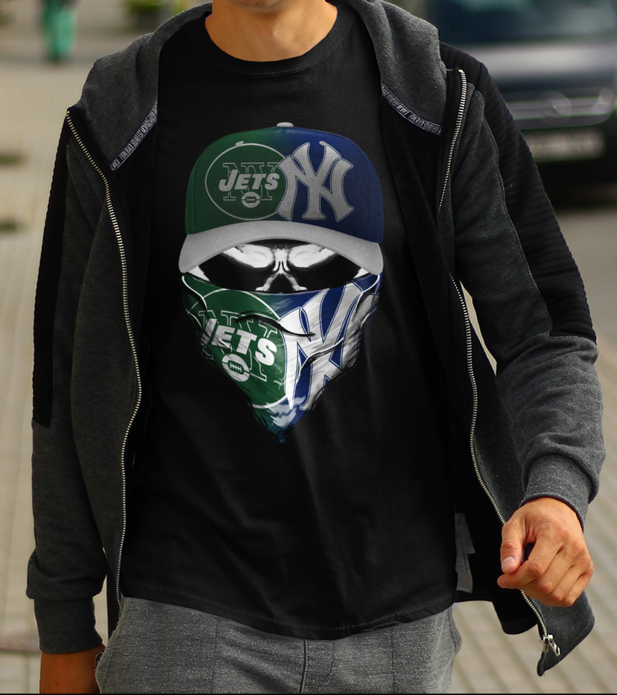 New York Jets Yankees Skull Mask T-Shirt