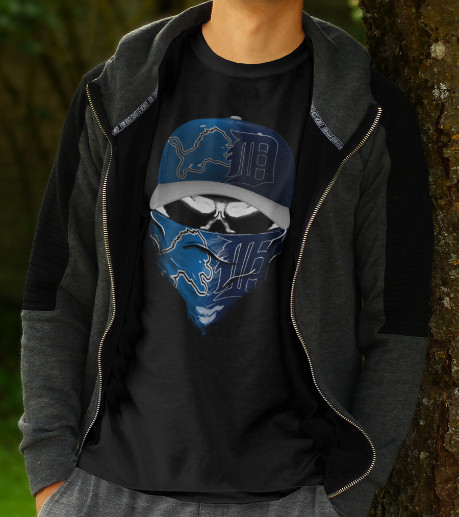 Detroit Lions Face Cover And Cap T-Shirt