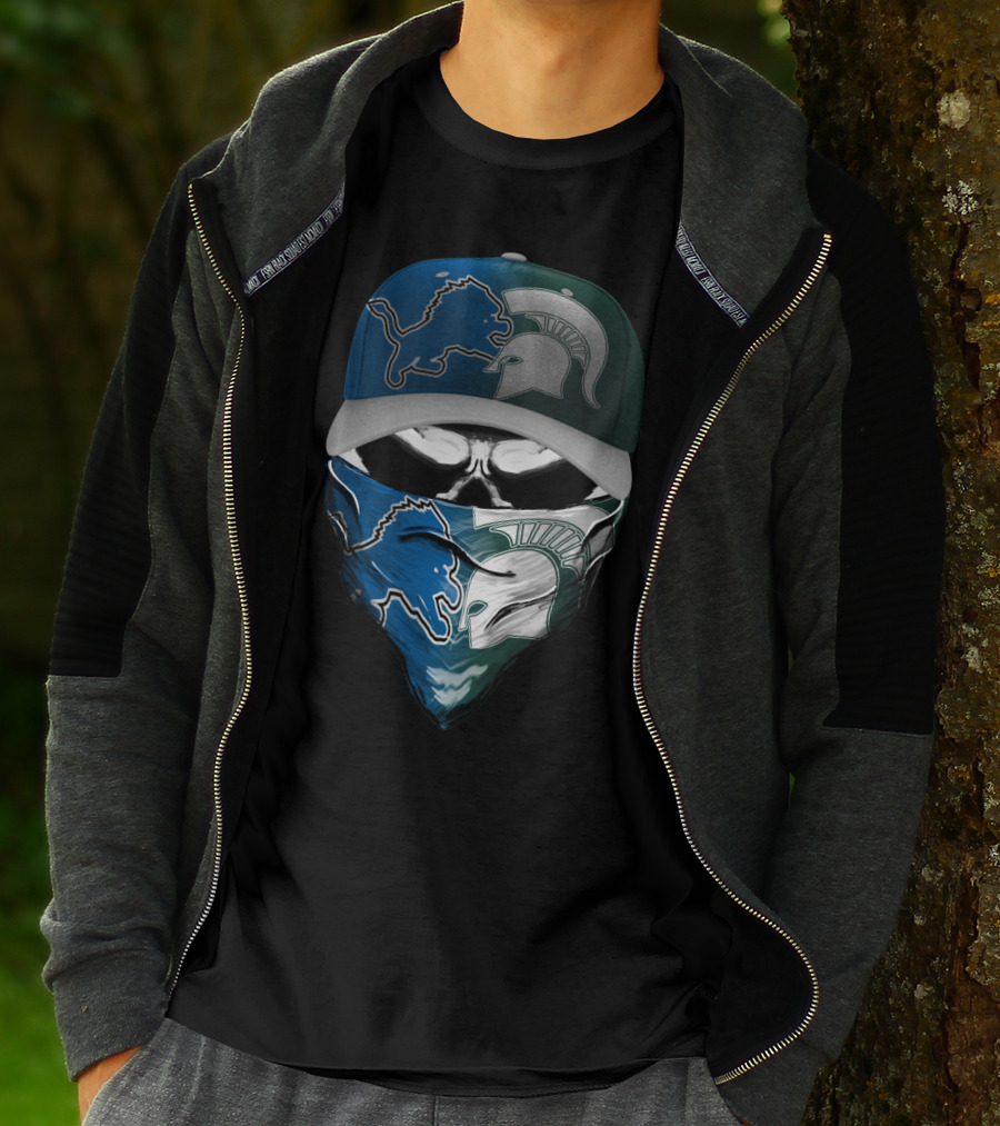 Detroit Lions Spartan Skull Skum 076 T-Shirt