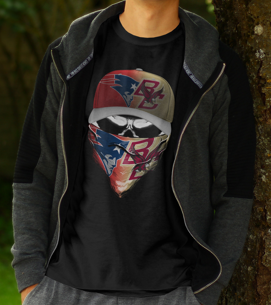New England Patriots Bc Eagles Skull Mask Combo T-Shirt