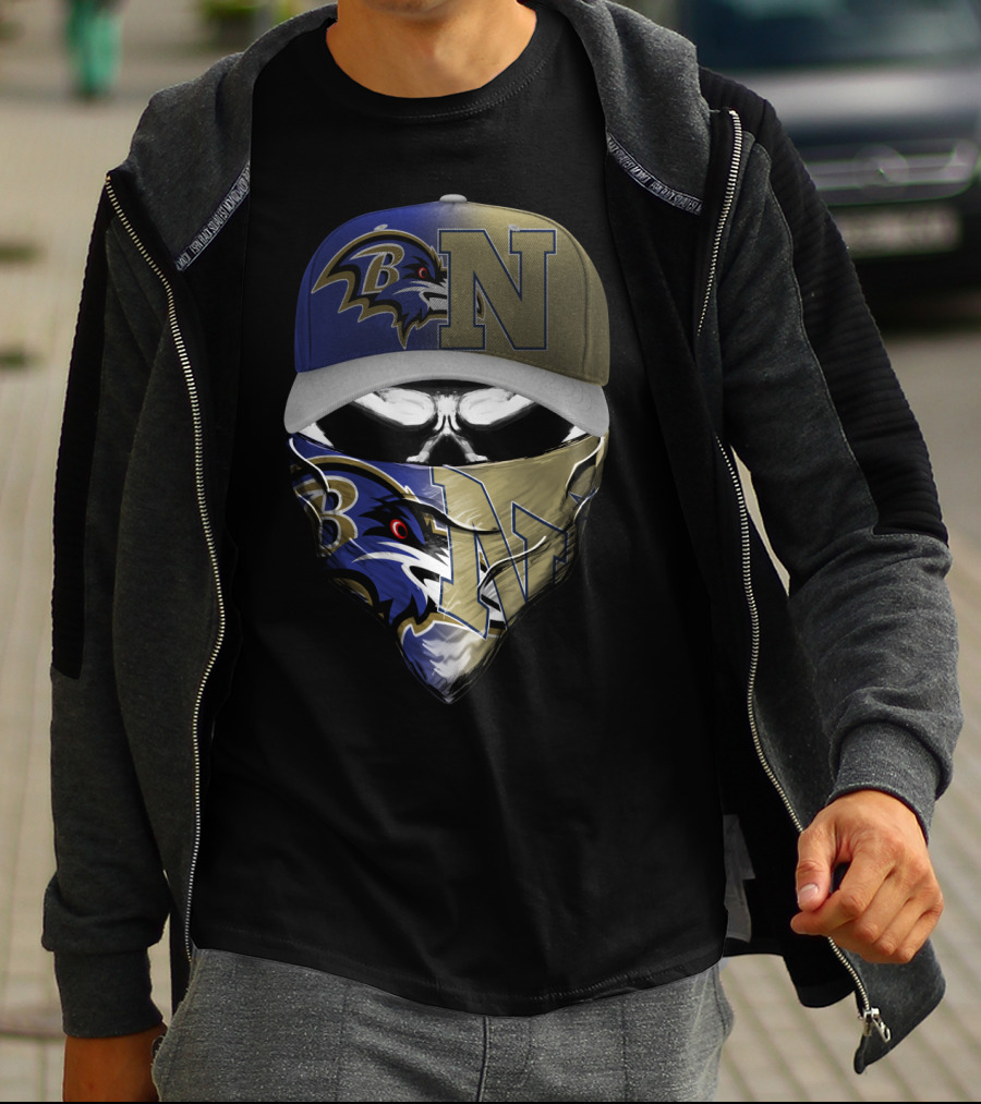 Ravens Skull Face Bandana Hat Baltimore T-Shirt