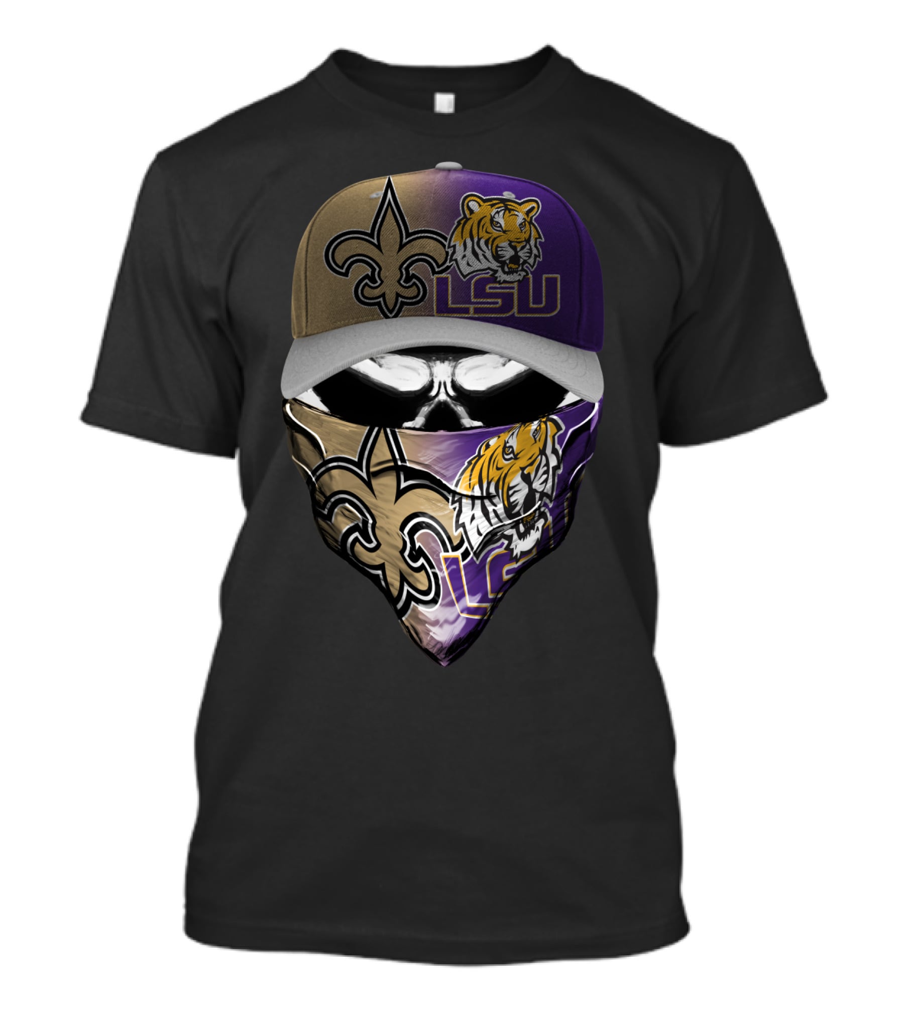 Lsu Tigers New Orleans Saints Logo Mask And Cap Combination T-Shirt