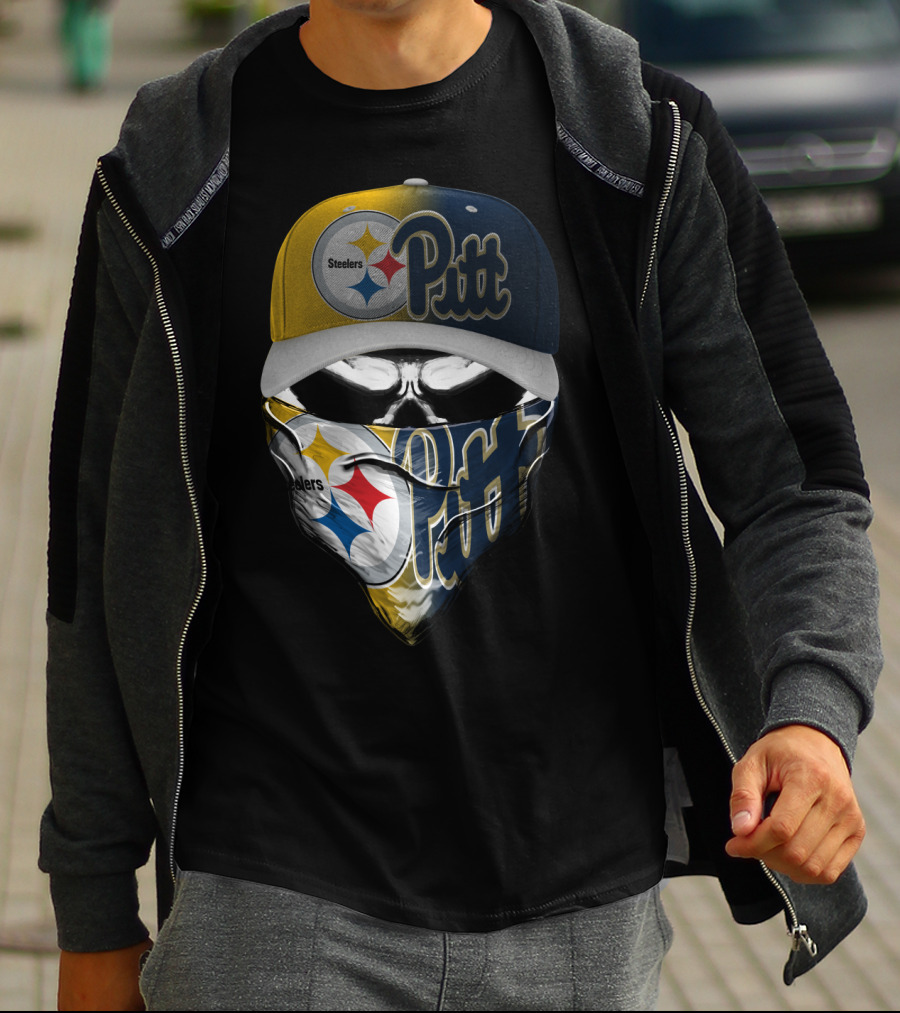 Steelers Pitt Skull Mask Cap T-Shirt