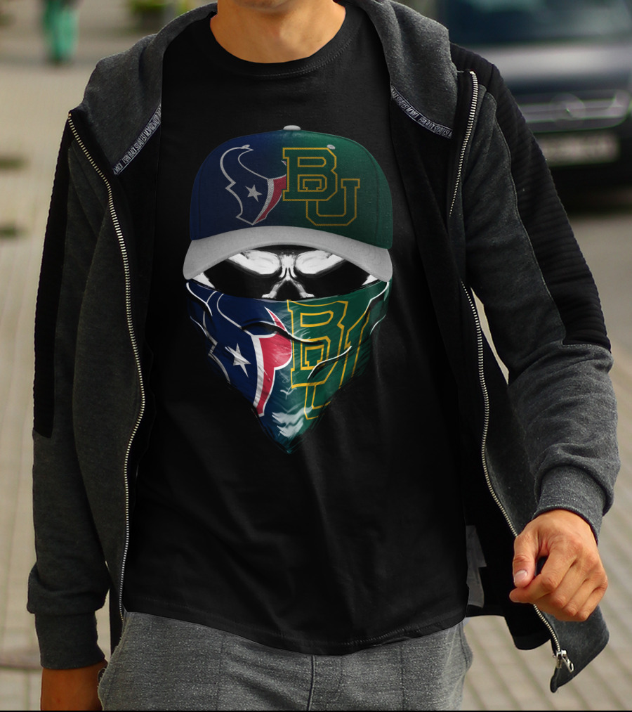 Houston Texans Baylor University Fan Mask Skull T-Shirt