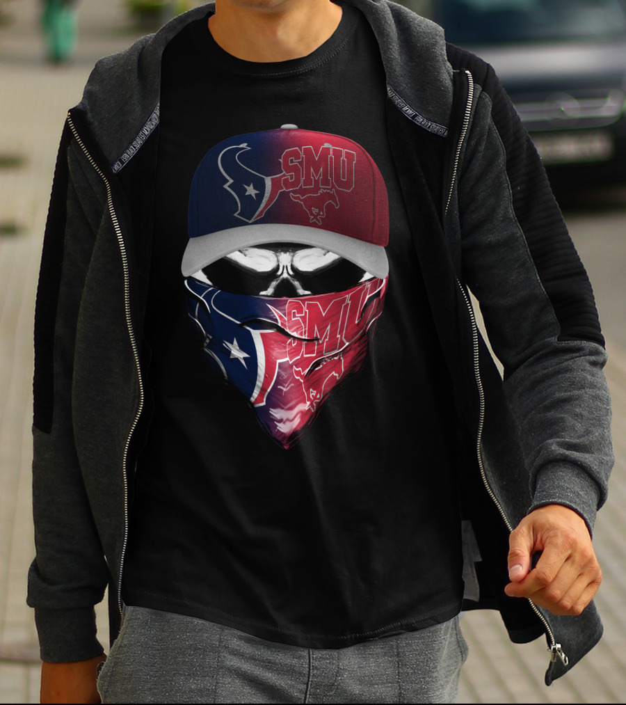 Smu Texas Football Skull Mask Houston Texans T-Shirt