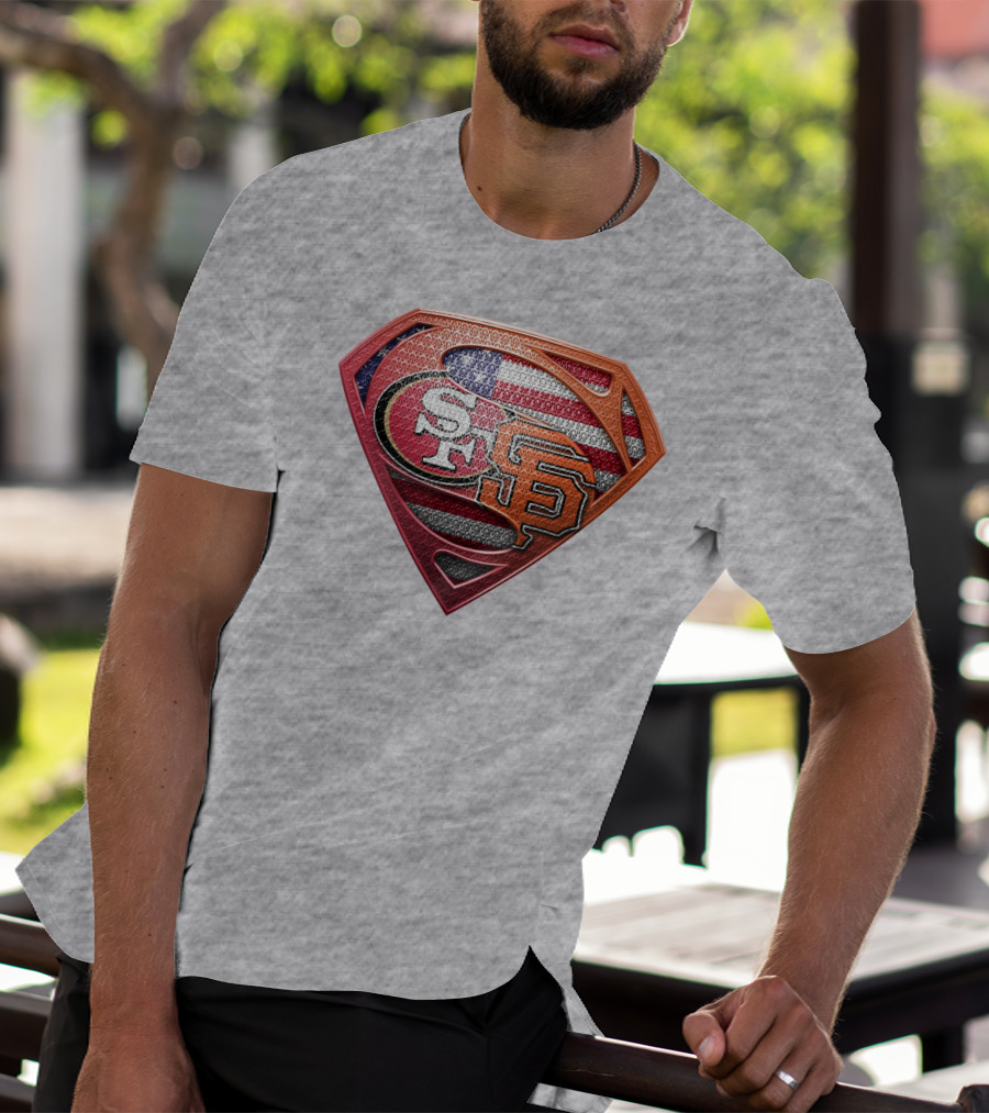 Sf 49ers Sf Giants Superman American Flag T-Shirt