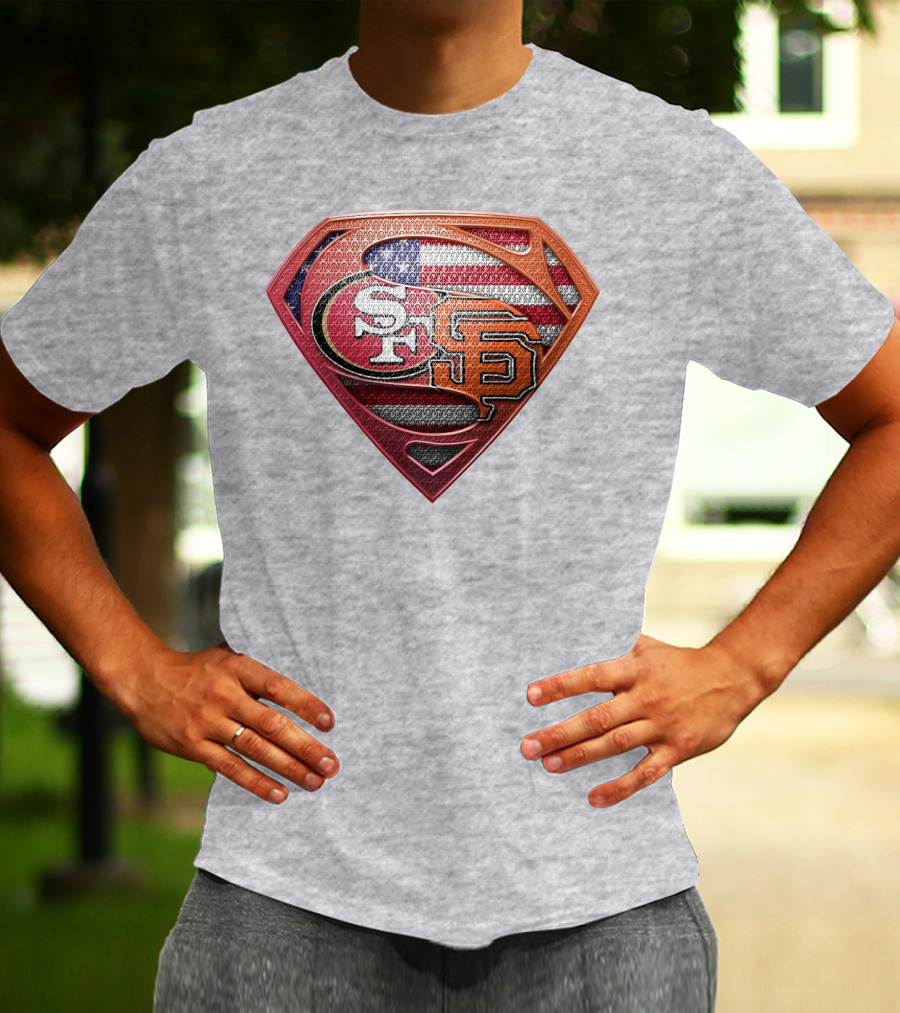 Sf 49ers Sf Giants Superman American Flag T-Shirt