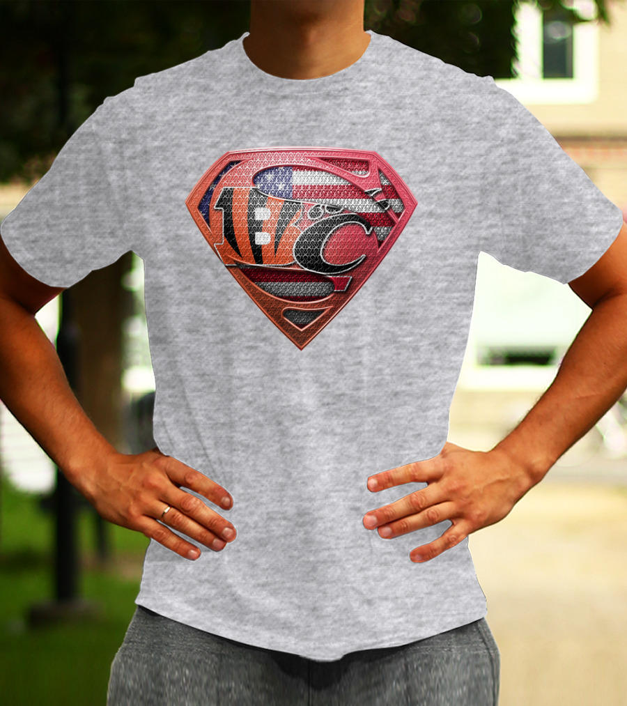 Superman Nfl Logo With American Flag Shield T-Shirt