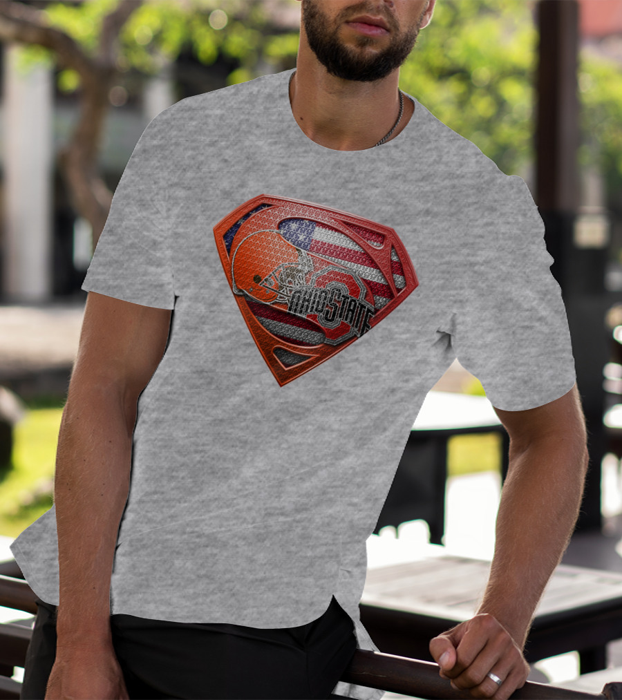 Ohio State Buckeyes American Flag Superman Logo Sps T-Shirt