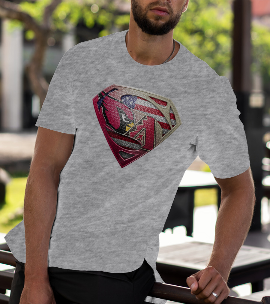 Superman American Flag Arizona Cardinals Logo Fusion T-Shirt
