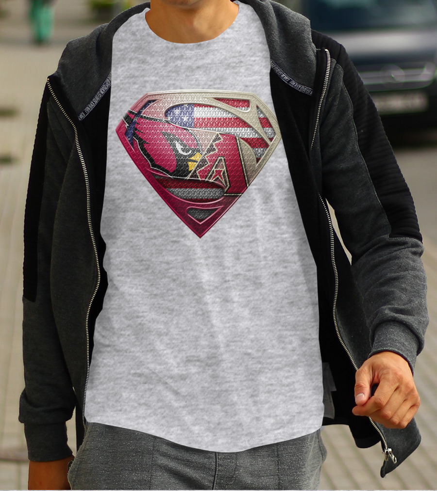 Superman American Flag Arizona Cardinals Logo Fusion T-Shirt