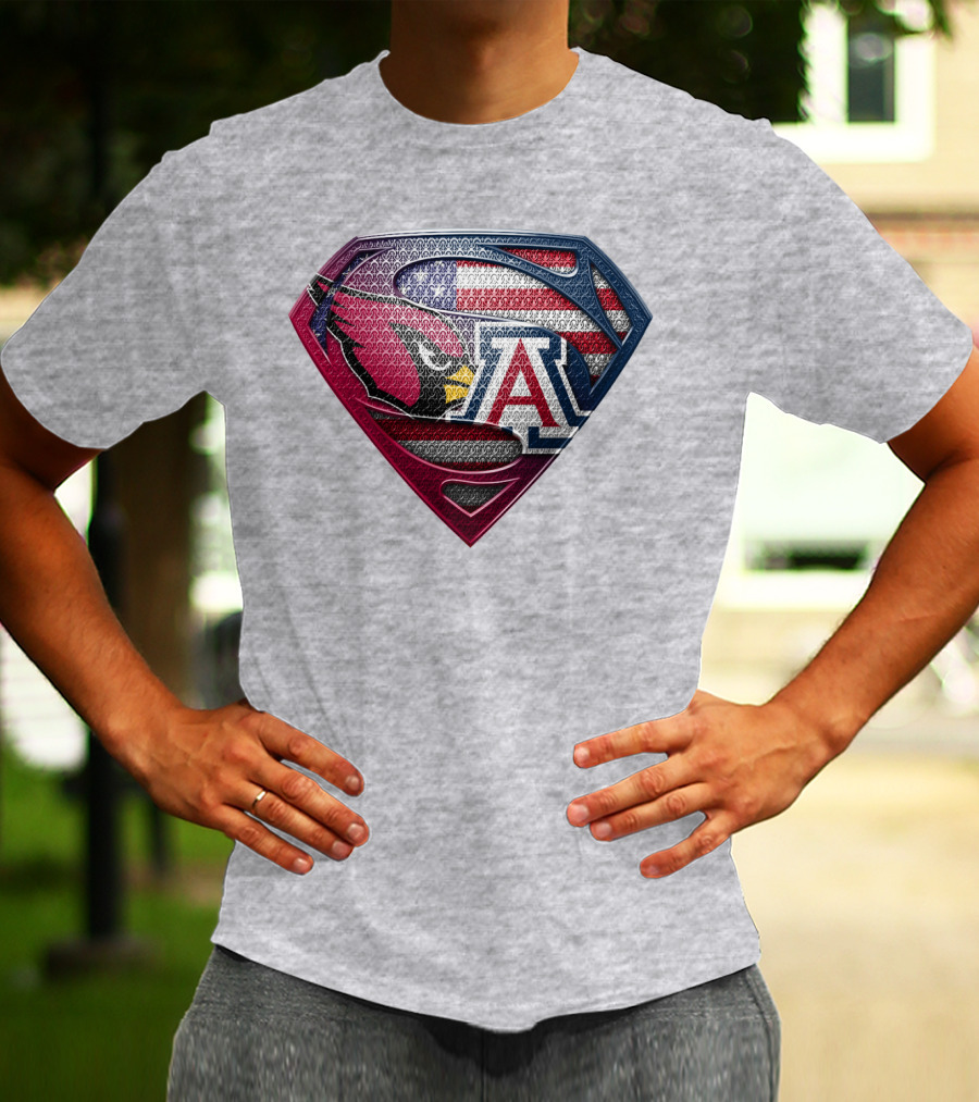 Arizona Cardinals Arizona Wildcats American Flag Shield T-Shirt