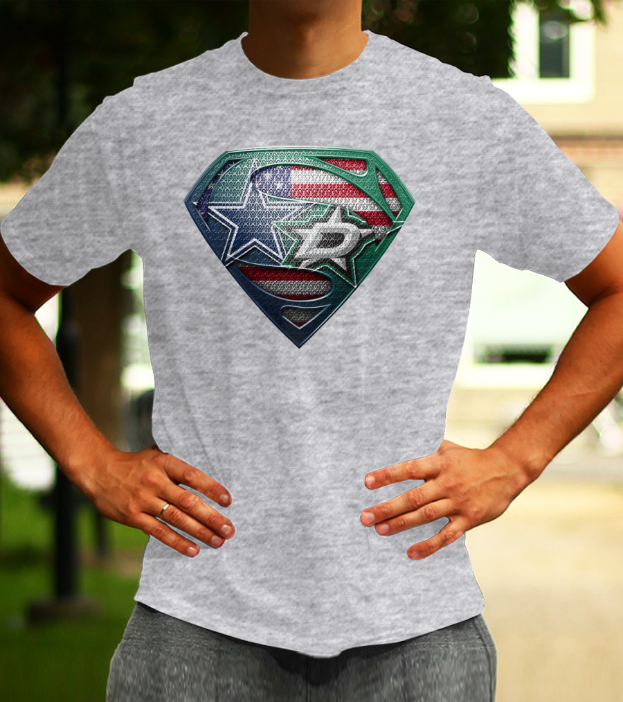 Dallas Stars American Flag Superman T-Shirt