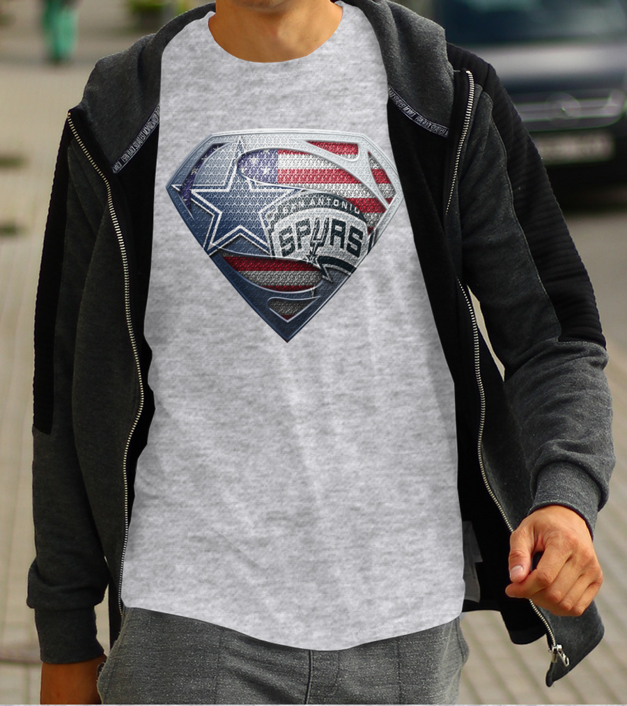San Antonio Spurs Superman Shield Usa Flag T-Shirt