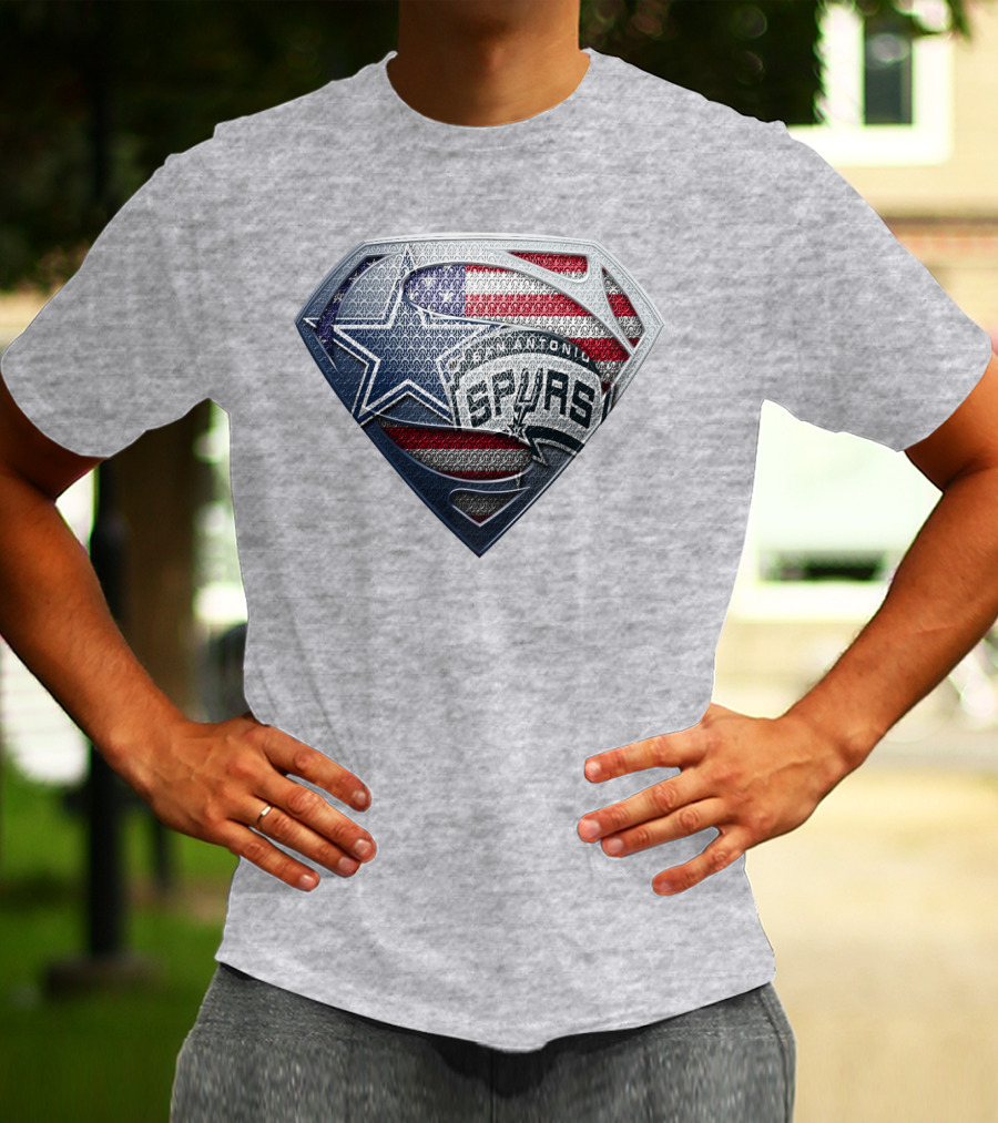 San Antonio Spurs Superman Shield Usa Flag T-Shirt