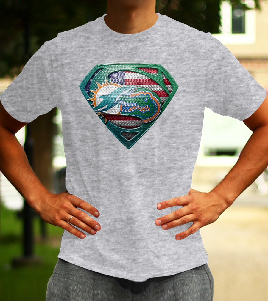 Superman Gator American Flag Miami Football T-Shirt