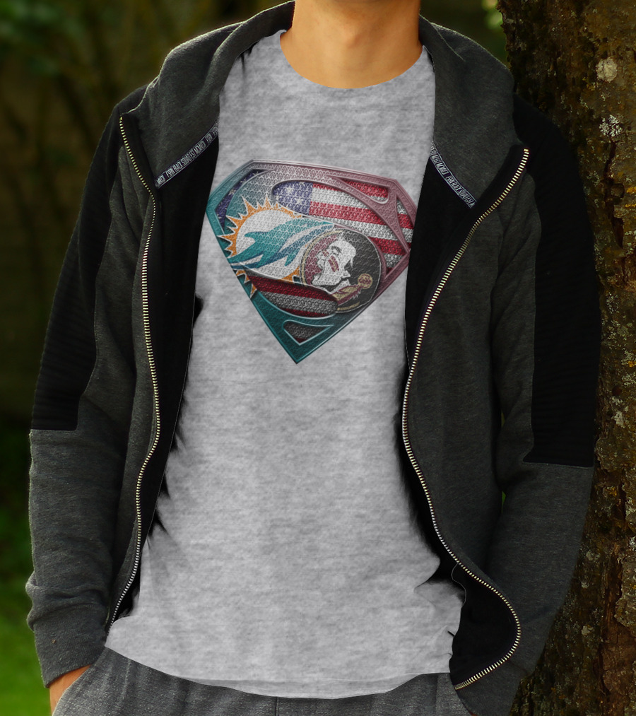 Miami Dolphins Superman American Flag T-Shirt