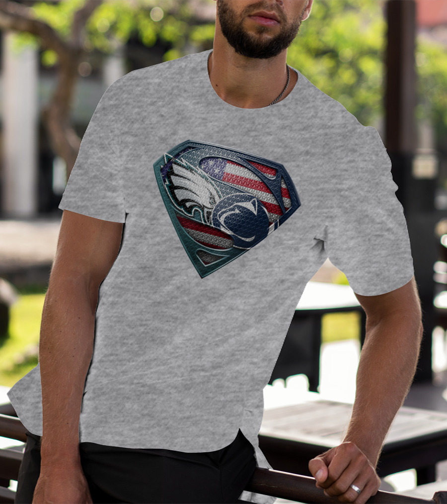 American Flag Philadelphia Eagles Penn State Superman Shield T-Shirt