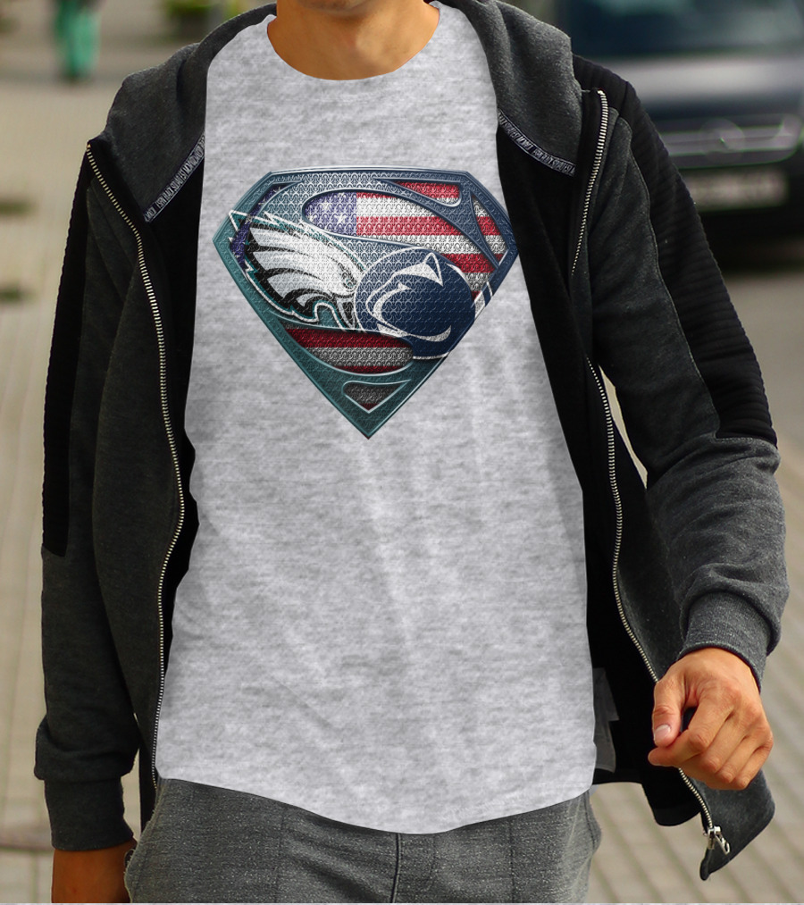 American Flag Philadelphia Eagles Penn State Superman Shield T-Shirt