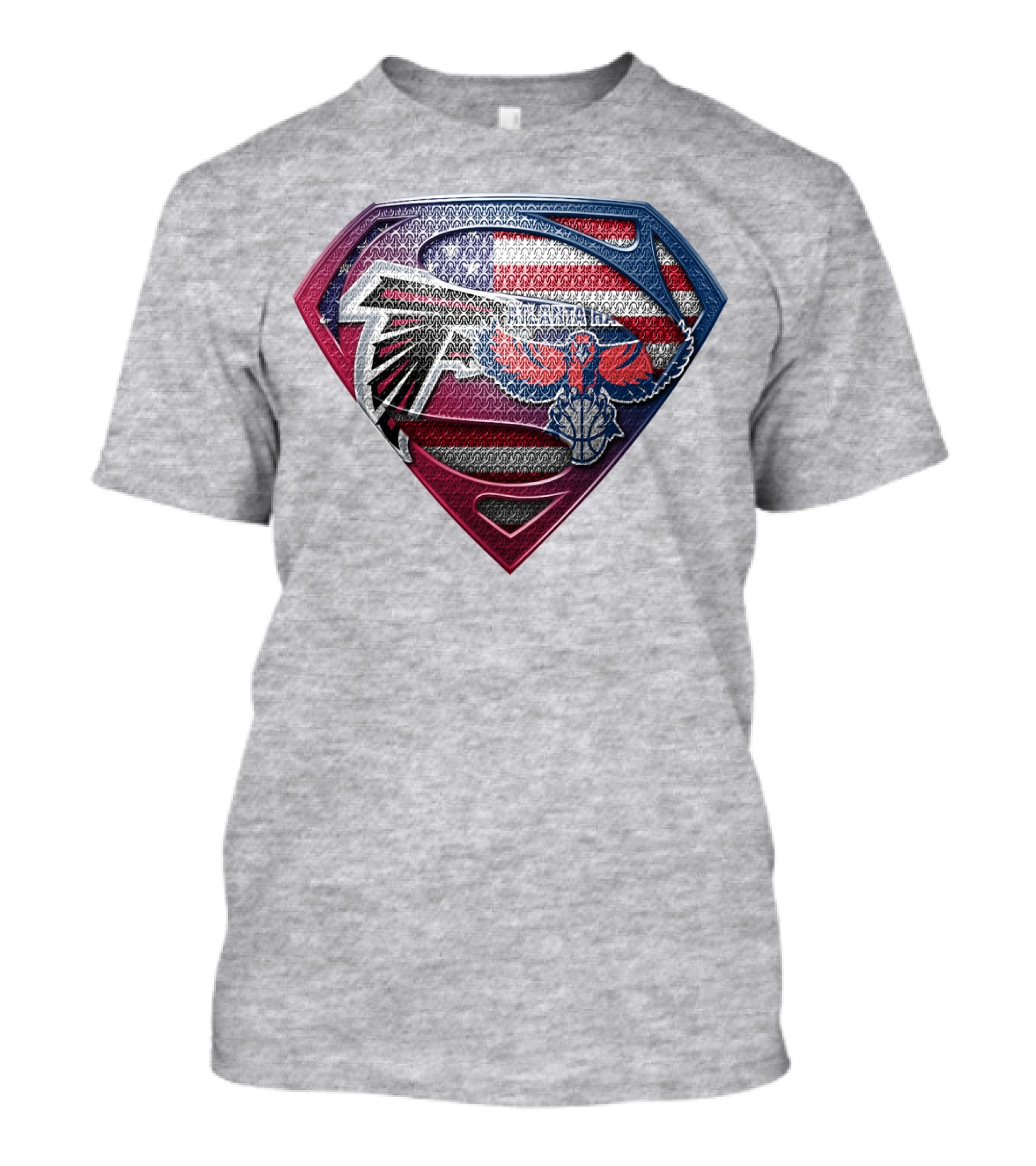 Atlanta Falcons Hawks Superman American Flag Superhero T-Shirt