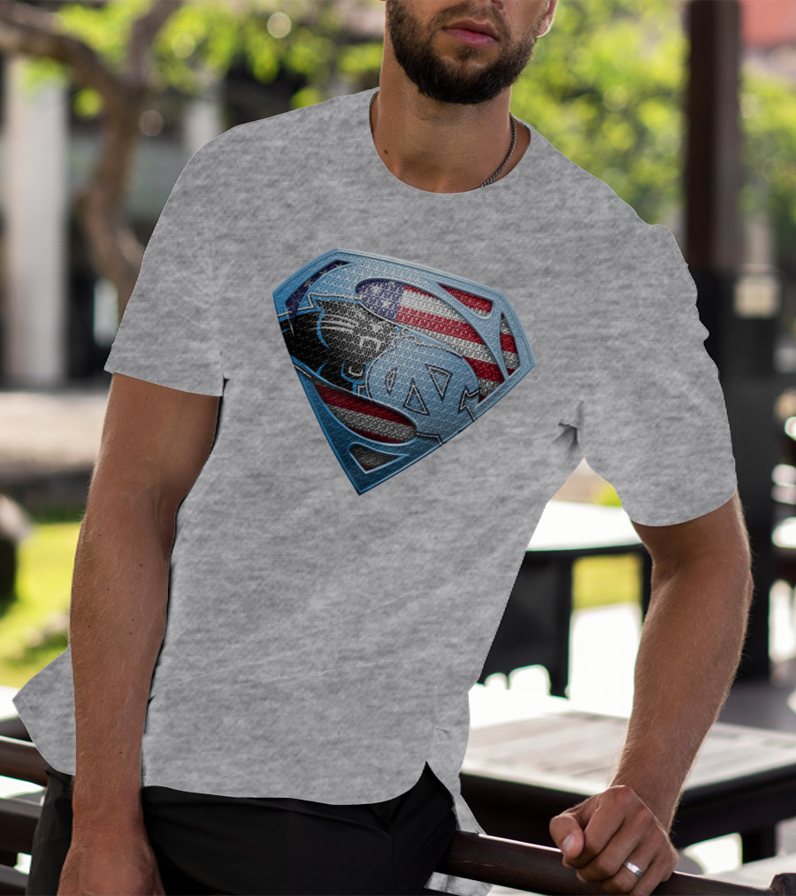 North Carolina Panthers Superman Usa Flag T-Shirt