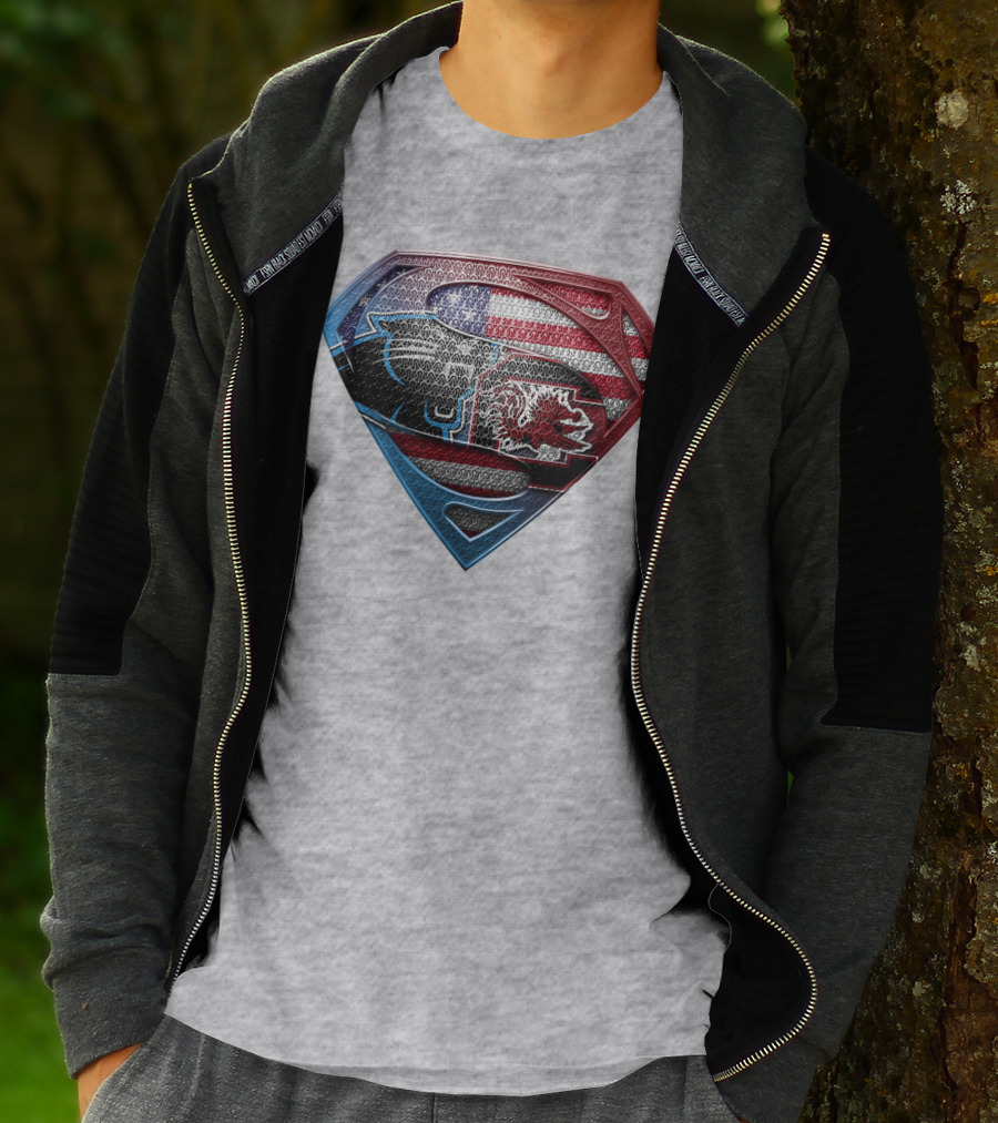 Superman Shield American Flag Panthers Gamecocks T-Shirt