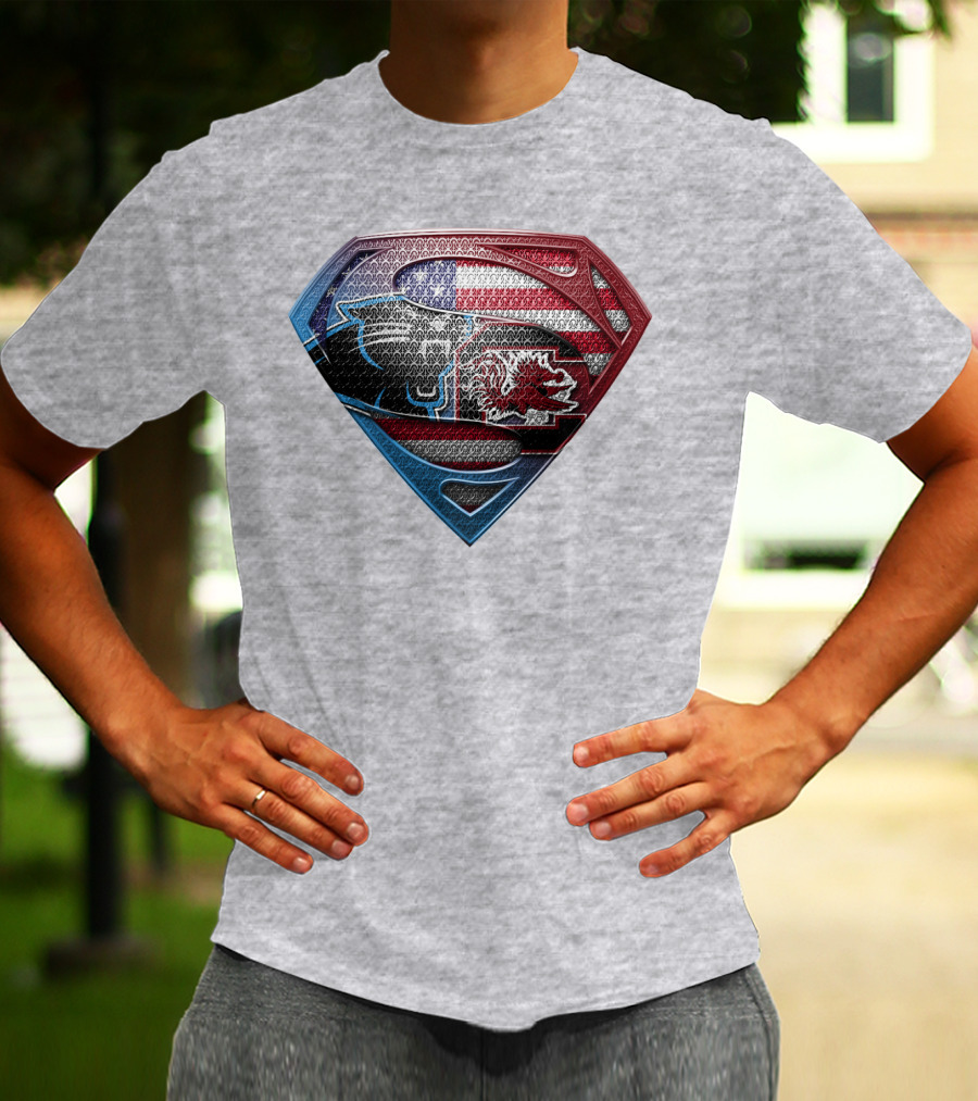 Superman Shield American Flag Panthers Gamecocks T-Shirt