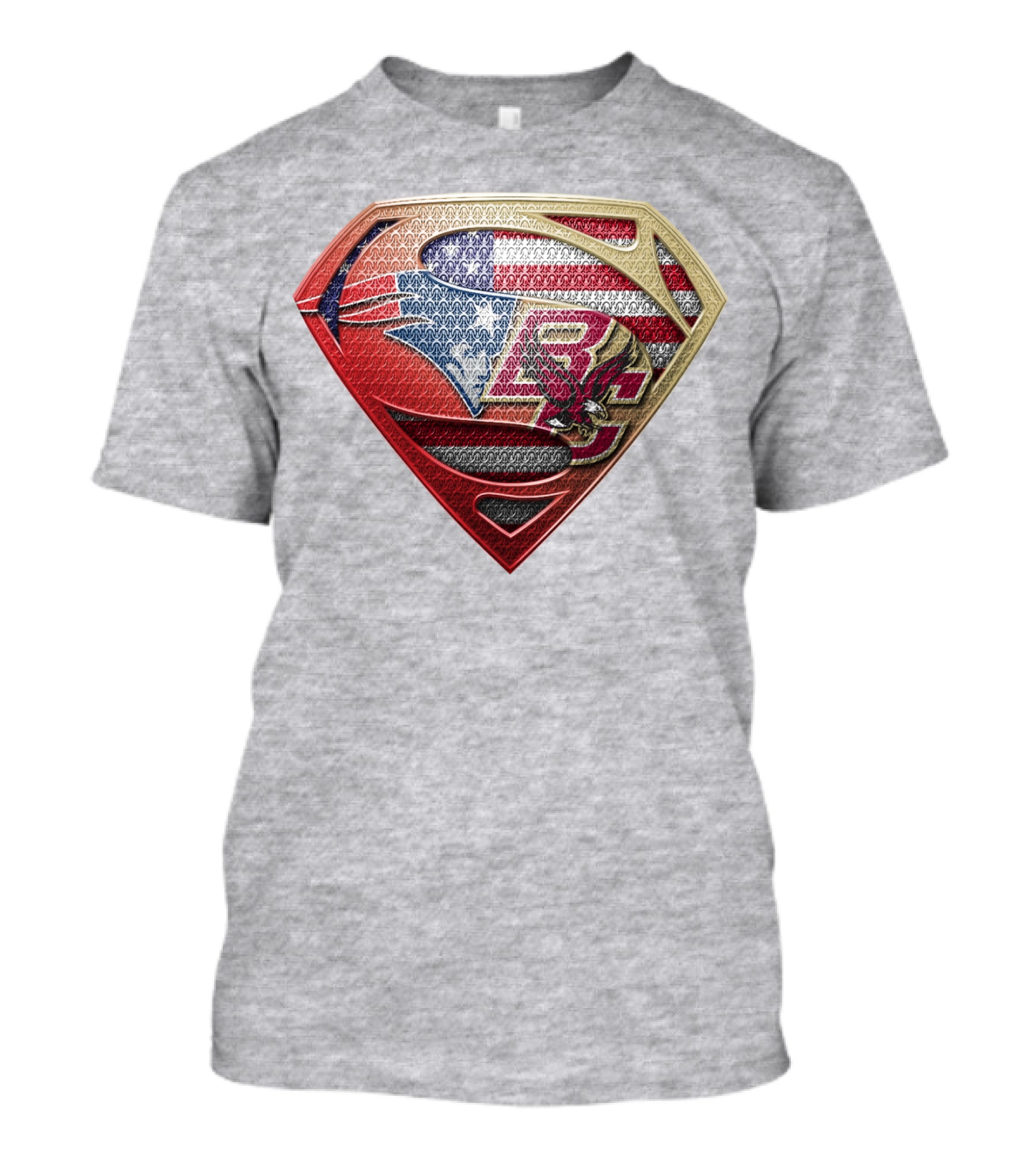 Superman Shield New England Patriots American Flag Boston College Eagles T-Shirt