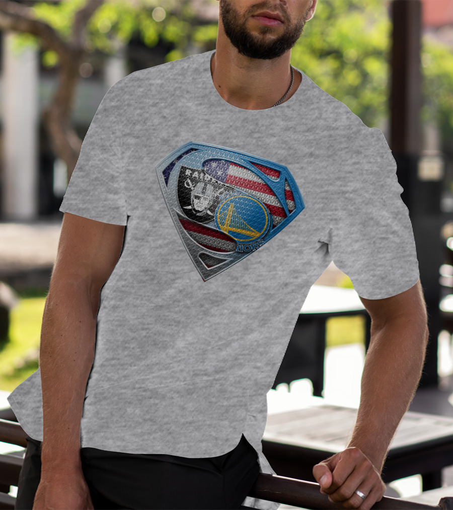 Superhero Shield Raiders Warriors American Flag T-Shirt