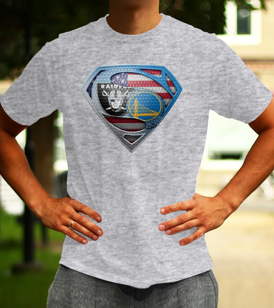Superhero Shield Raiders Warriors American Flag T-Shirt