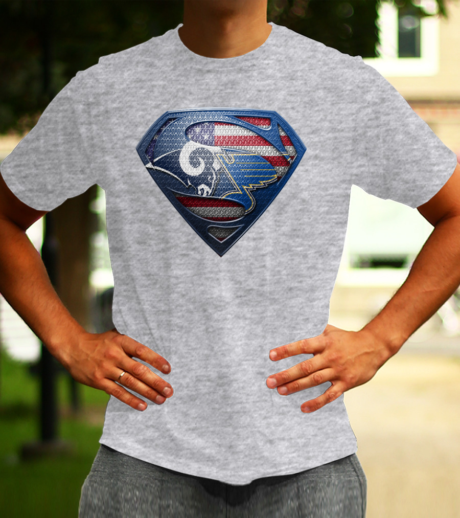 Usa Superman Rams And Blues Logo Shield T-Shirt