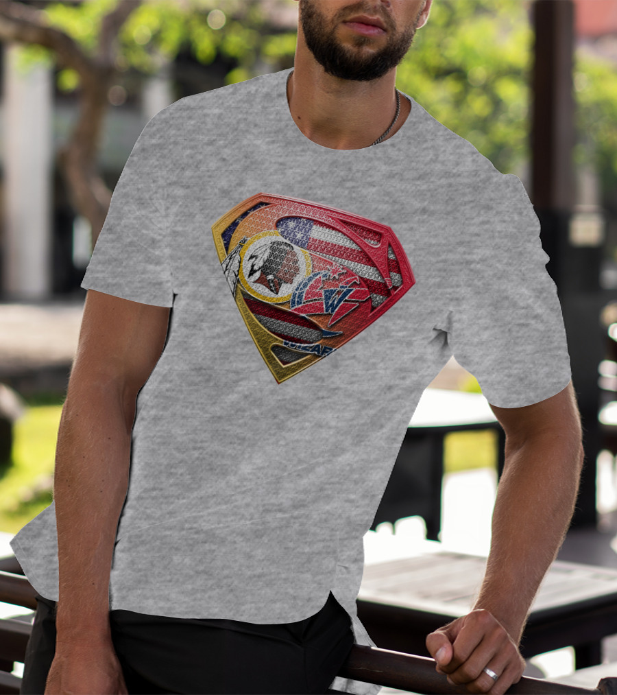 Superman Washington Redskins Wizards Nfl Nba Mix Superhero T-Shirt